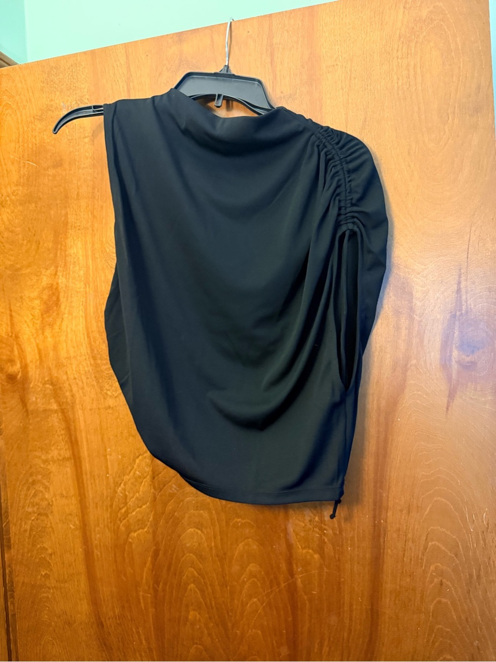 Zara Black One-Shoulder Ruched Tank Top
